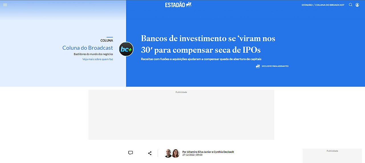 Bancos de investimento se viram nos 30′ para compensar seca de IPOs
